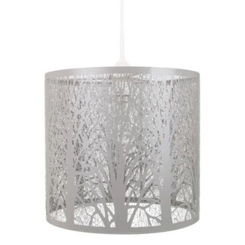 Image of Happy Homewares Unique And Beautiful Soft Grey Metal Forest Design Ceiling Pendant Shade