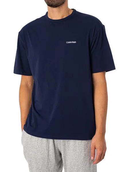 Image of Calvin Klein Loungewear Chest Logo T-Shirt Blue Shadow L