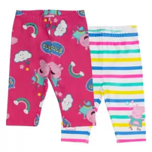 Image of Peppa Pig Girls Rainbow Leggings (Pack of 2) (18-24 Months) (Multicoloured)