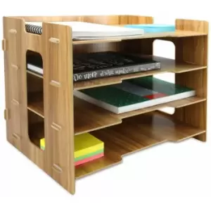 Image of Wooden Desk Organiser Rectangle Brown - Pukkr