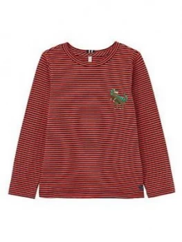 Image of Joules Boys Island Dino Long Sleeve T-Shirt - Orange, Size 9-10 Years