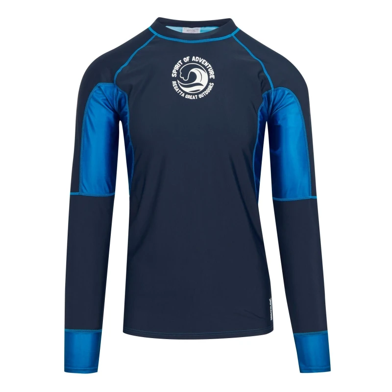 Image of Regatta Mens Long Sleeve Rash Vest Top S - Chest 37-38' (94-96.5cm) Navy/OxfdBlu RMM028-942-S