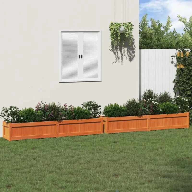 Image of vidaXL Garden Planters 2 pcs Wax Brown Solid Wood Pine, Brown 837499