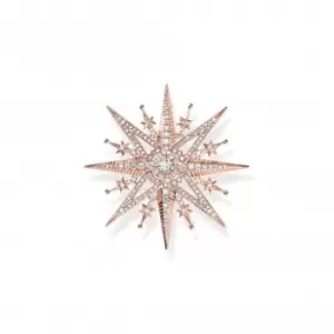 image of Sterling Silver Rose Gold Plated Pink White Stones Star Brooch X0281-578-14