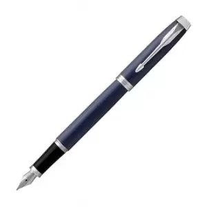 Image of Parker IM Matte Blue Chrome Trim Fountain Pen MEDIUM - Medium Nib