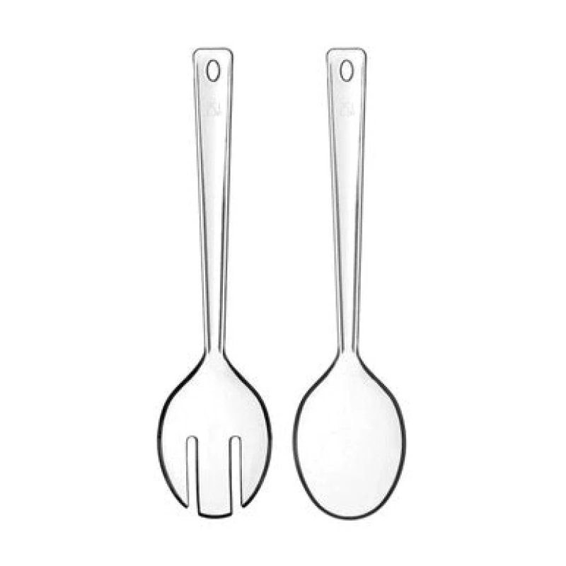 Image of Premier Housewares Durably Constructed Clear Plastic Summer Salad Servers, Lightweight Salad Spoon And Fork Set, Compact Set Clear