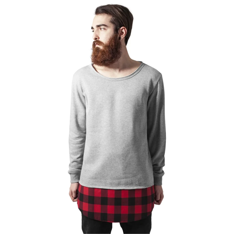 Image of Urban Classics Urban Classic long flannel bottom T-Shirt Gris Male S