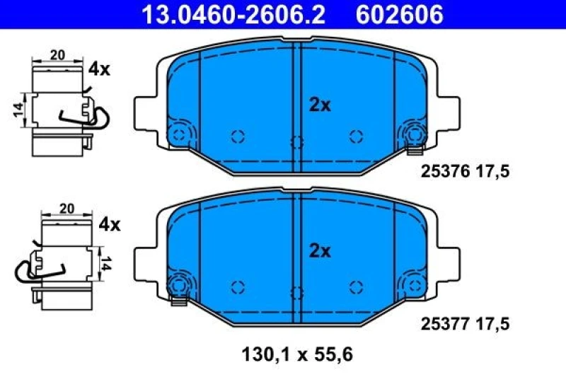 Image of Brake pad set ATE 13.0460-2606.2