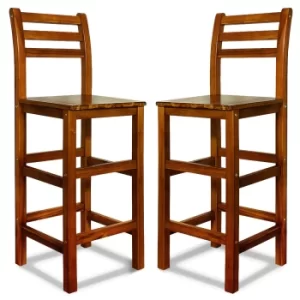 Image of Bar Stool 2Pcs Acacia Wood with Backrest