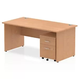 Image of Dynamic Rectangular Straight Desk Oak MFC Panel End Leg Oak Colour Frame Impulse 1 x 2 Drawer Mobile Pedestal Bundle 1600 x 800 x 730mm