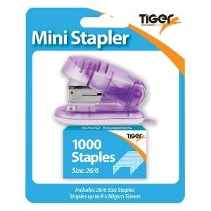 image of Tiger Mini 266 Stapler including 1000 Staples Pack of 6 301506