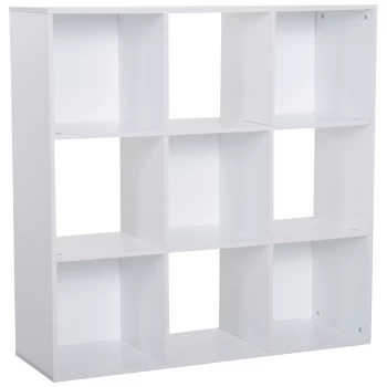 image of HOMCOM 3-tier 9 Cubes Storage Unit Particle Board Cabinet Bookcase Organiser Home Office Shelves White AOSOM UK