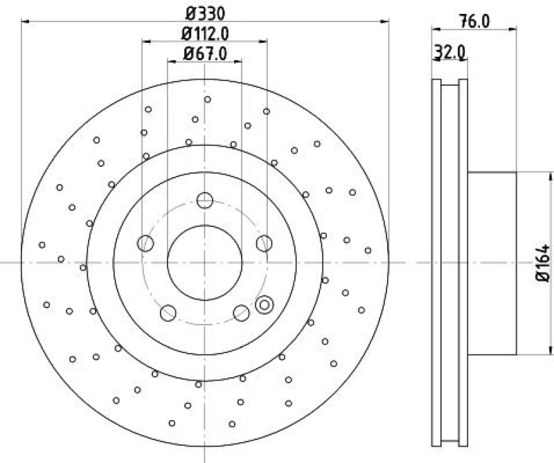 Image of HELLA Brake disc HELLA 8DD 355 127-461