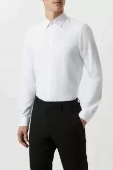 Image of Mens Skinny Fit White Herringbone Texture Smart Shirt