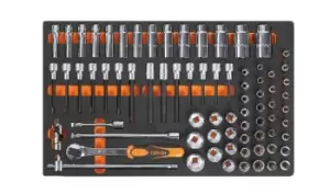 Image of Beta Tools M120 75pc 1/2" Dr Socket Bit & Accessory Set in Soft Tray Roller Cab