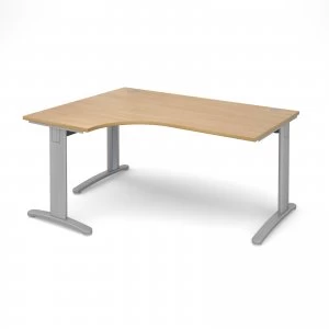 image of TR10 Deluxe Left Hand Ergonomic Desk 1600mm - Silver Frame Oak Top