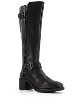 image of Dune London Tarrow Leather Knee High Boots - Black, Size 3, Women