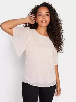 Image of M&Co Dobby Angel Sleeve Blouse, Pink, Size 12, Women