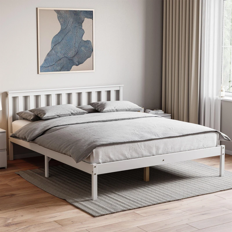 Image of Lassic Vida Designs Milan King Size Wooden Bed, Low Foot White unisex King Size