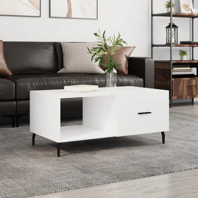Image of Vidaxl Coffee Table White 90X50X40 Cm Engineered Wood, White 829228