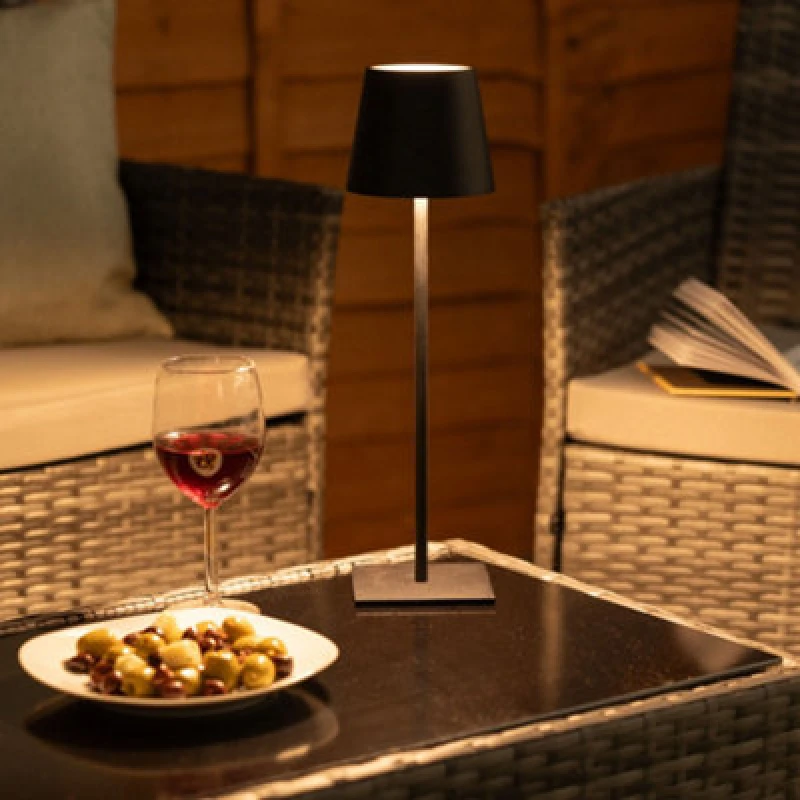 Image of ValueLights Black Wireless Portable Rechargeable Touch Table Lamp Indoor/Outdoor Cordless Dimmer Light with USB Port Black