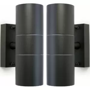 image of Loops - 2 pack GU10 Anthracite Up & Down Wall Lights Outdoor Twin Dimming Lamp Fitting