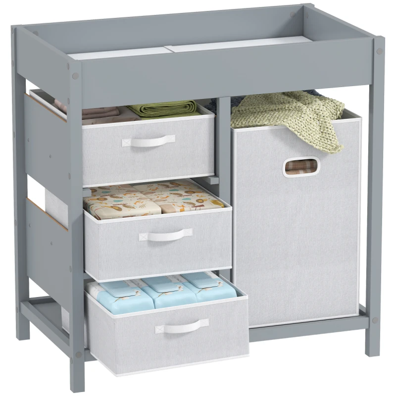 Image of AIYAPLAY AIYAPLAY Baby Changing Unit with Drawers, Diaper Changing Table - Grey