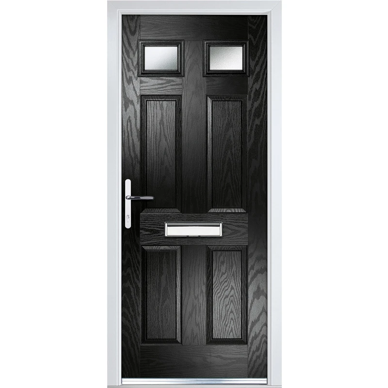 Image of Crystal Grp Door Six Square Two Glass Black Rh 920 X 2055Mm Obs, Black 62BLRHOB