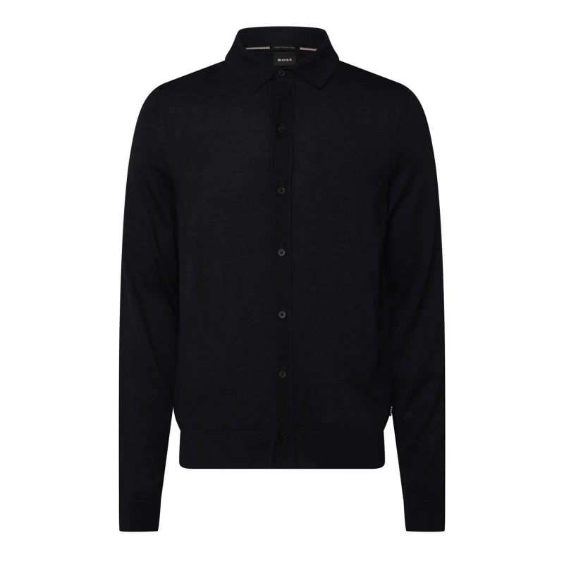 Image of Boss Helbert Regular Fit Shirt in Virgin Wool Dark Blue male M