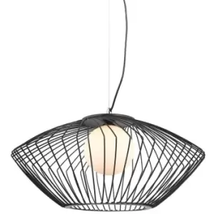 image of Italux Lighting - Italux Zeno - Modern Hanging Pendant Black 1 Light with Black, White Shade, E27