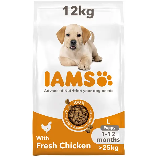 image of Iams Vitality Large Puppy Fresh Chicken Dog Food 12kg