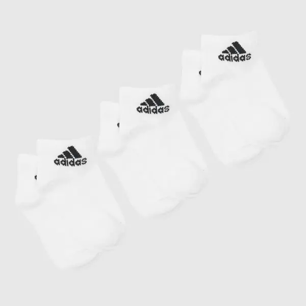 image of adidas white & Black kids ankle socks 3 pack White/Black UK 2-3.5