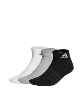 Image of Adidas 3 Pack Ankle Socks - Grey/White
