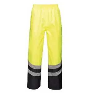 Image of Regatta Unisex Hi Vis Pro Reflective Work Over Trousers (L) (Yellow/Navy)