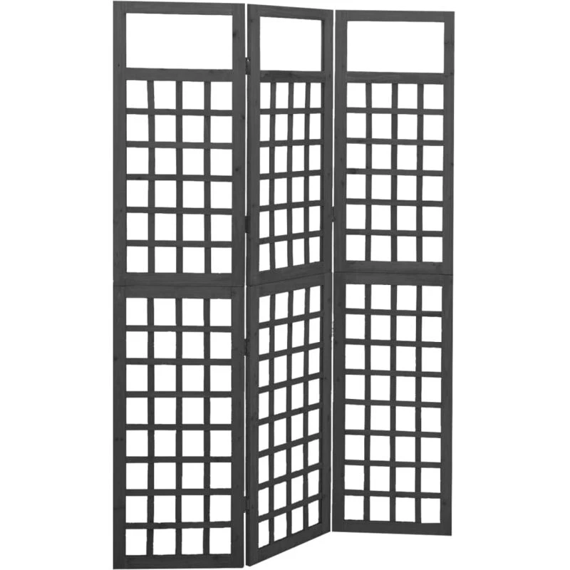 Image of VIDAXL 3-Panel Room Divider/Trellis Solid Fir Wood Black 121x180cm Vidaxl 8720286452653