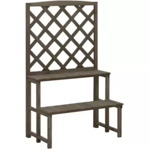 image of Vidaxl - Plant Stand with Trellis Grey 70x42x115cm Solid Fir Wood Grey