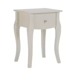 image of Interiors By Premier Housewares Single Drawer Side Table Ivory With Crystal Handle