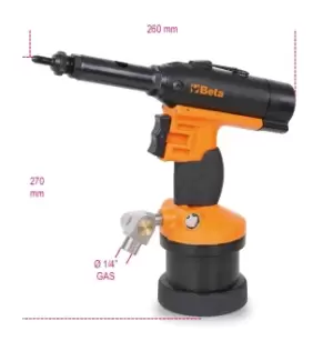 Image of Beta Tools 1946KF Air Riveter Max Cap: M8 Ø: Stainless Steel Rivets 019460012