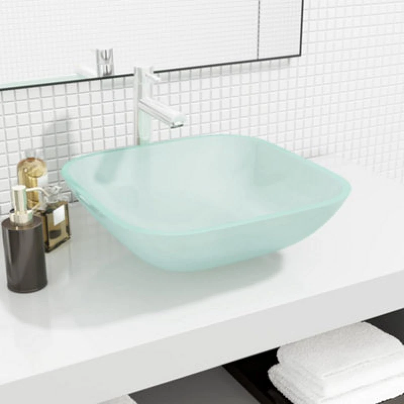 Image of vidaXL Basin Ceramic Black Triangle 645x455x115 mm, Black 142998