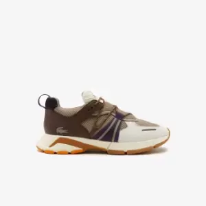 Image of Mens Lacoste L003 Textile Colour-Block Trainers Size 11 UK Off White & Grey