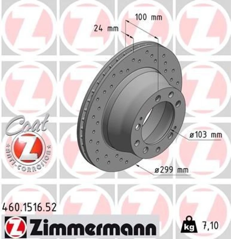 Image of ZIMMERMANN Brake disc ZIMMERMANN 460.1516.52