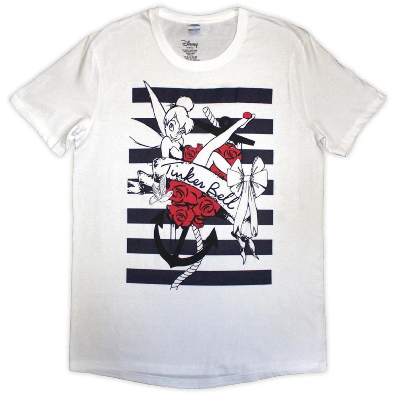 Image of Tinkerbell Mens Anchor T-Shirt in White Size: Medium White Male M