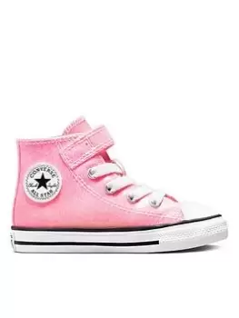 image of Converse Chuck Taylor All Star 1v Sun-kissed Glitter Toddler Hi Top Trainers, Pink, Size 5