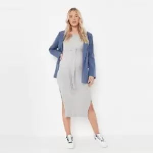 image of Missguided Slvless Rib Midi Dress - Grey