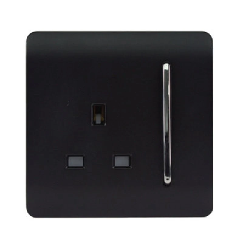 Image of Trendiswitch Matt Black 1 Gang 13 Amp Switched Socket