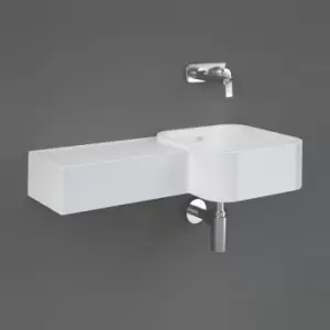Image of Rak Ceramics - rak Petit Wall Hung Basin Square Left Ledge 765mm Wide - 0 Tap Hole