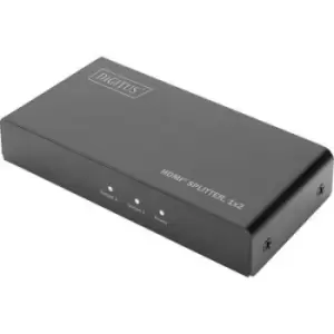 Image of Digitus DS-45324 2 ports HDMI splitter LED display, Steel casing, Ultra HD compatibility, + LED indicator lights 4096 x 2160 p Black