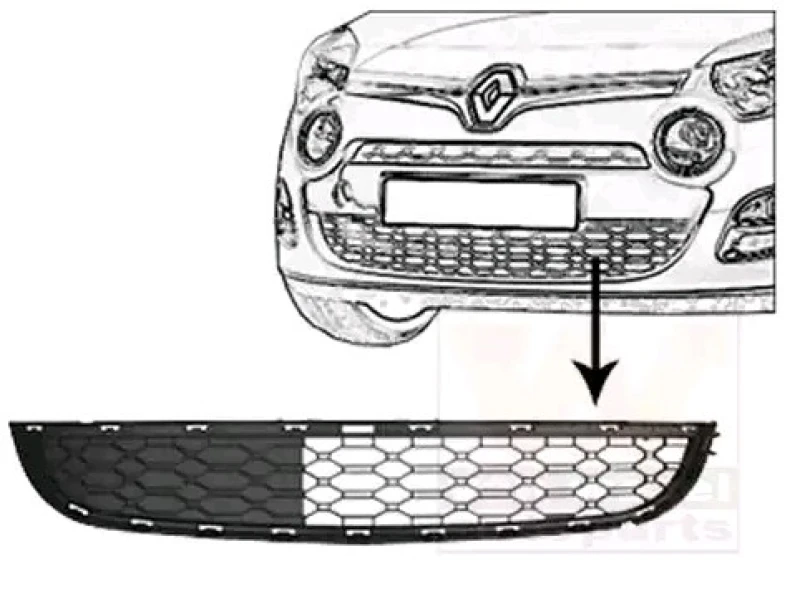 Image of VAN WEZEL 4372590 Bumper Grill ** Equipart ** Fitting Position: Front, Vehicle Equipment: for vehicles with air conditioning Ventilation Grille,bumpe