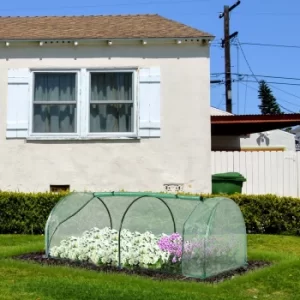 Image of Outsunny Tunnel Greenhouse Green Grow House for Garden Outdoor, Steel Frame, PE Cover, Green, 200 x 100 x 80cm