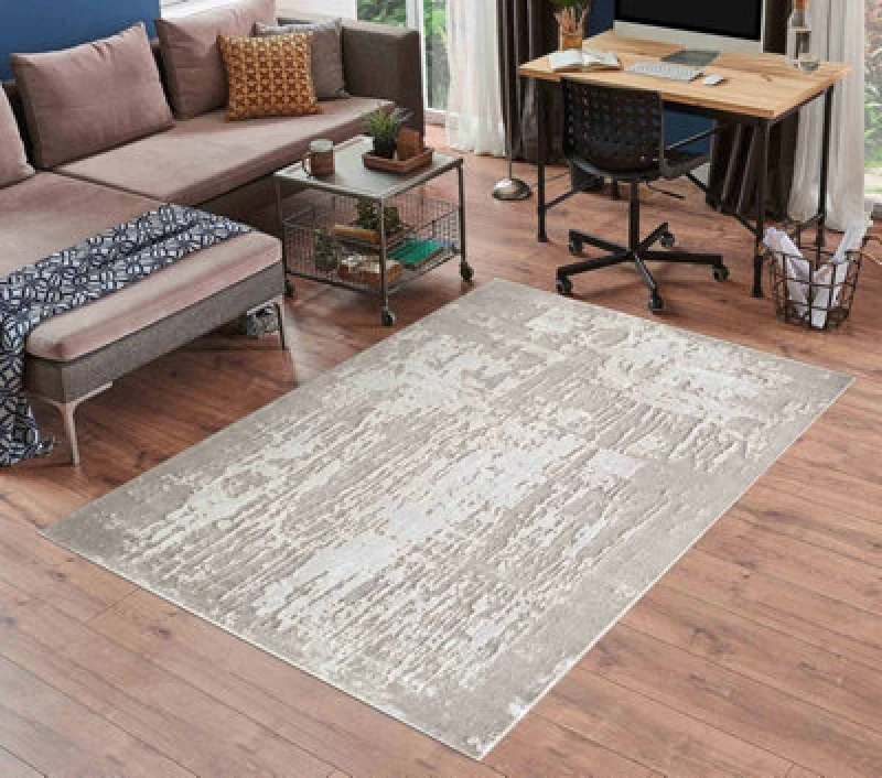 Image of Serenity Modern Abstract Abrasion Contemporary Area Rugs Stone 60X220 Cm
